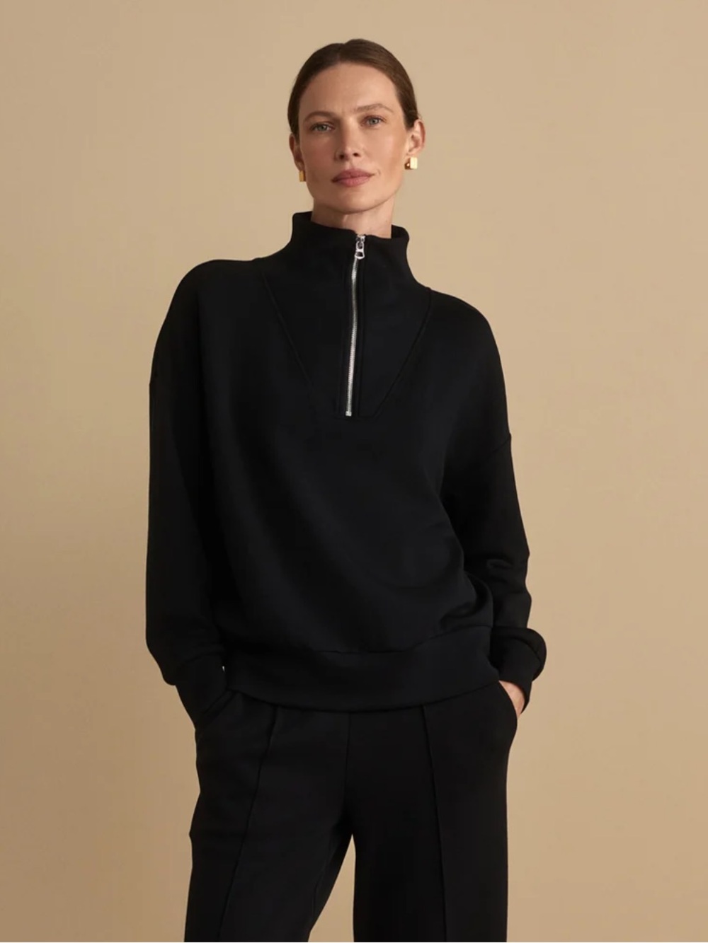 Varley Hawley Half-Zip Sweatshirt Sz M Black
